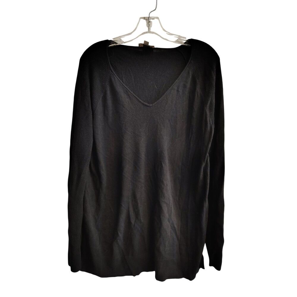 Loft Large Black Long Sleeve V-Neck Shirt
